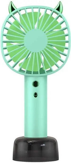 TONGSH USB Desk Fan with 7-Color Lights, Portable Handheld Mini Fan Cooling 3 Speeds Fan Electric Personal Fans for Home, Office, Outdoor Travel (Color : Green)