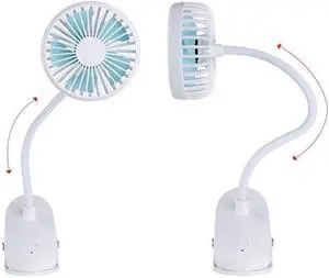 TONGSH USB Mini Fan Professional Mini Clip Fan with Rechargeble Battery, for Home, Bed, Car, Office and Desk Small Electric Fan with Ultra Quiet Operation & 2 Speed Settings (Color : Blue)