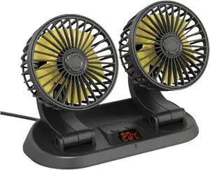 Car Electric Fan Car Fan Dual Head 360° Adjustable Air Fan Automotive Electric Fan USB/12V/24V Fan Car Silent Fan Home Desk Office&Car Reduce Temperature
