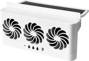 Car Electric Fan Solar Powered Car Radiator Cooling Fan with 3 Air Outlets Car Window Air Vent Fan USB Powered Ventilation Fan All Cars Reduce Temperature(White XH)