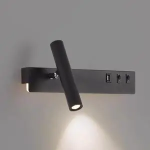 Adjustable USB Wall Mount Reading Lamp - Stylish Rotatable Bedside Light for Bedroom & Living Room (Svart, Left) - Modern Design, Space-Saving, Perfect for Reading