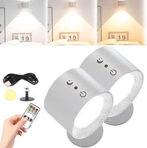 USB Rechargeable Led Wall Lamp, 360-degree Adjustable Angle Magnetic Bracket, 3 Levels of Color Temperature and 3 Levels of Brightness, 1800mah Long-Lasting Sensor Light (White)