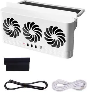 Solar Powered Car Exhaust Fan with USB/Battery Backup, 5000 RPM High-Speed Ventilation, 5.5V 2.5W Solar Panel, Easy Window Mount for Car Cooling, Odor Removal, and Air Circulation (white)