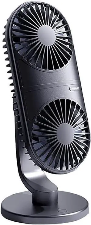 USB Desk Fan Dual Fan with 3 Speeds, Portable Small Power Mini Fan USB Rechargeable Battery Operated Table Fan (Color : White) (Black)
