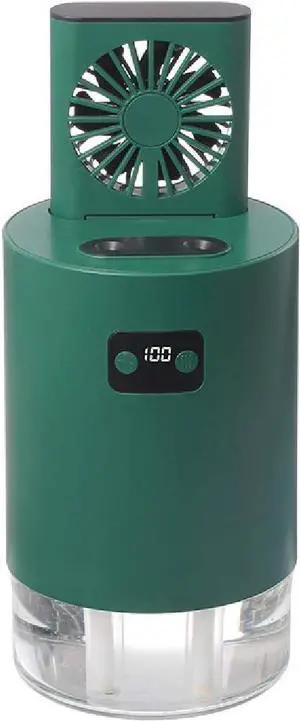 Dual spray Humidifier Water-Cooled Fan,30°Free adjustment,1L Water,4000Ah Battery,Multi-Purpose,USB Rechargeable,3 Speeds,For Bedroom,office,hotel(Green)