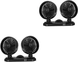 ARTIBETTER 2pcs Dual Car Usb Fan Adjustable Portable Vehicle Air Fan for Trucks Cars Suvs Rotation Energy Efficient Cooling for Hot Weather