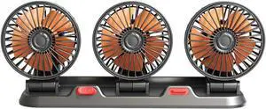 Electric fan, 3 Heads Car Fan Portable Air Cooling Fan Silent Electric Fan 360° Rotation with 2 Wind Speed Phone Number Display for Car Truck SUV RV Marine Boat