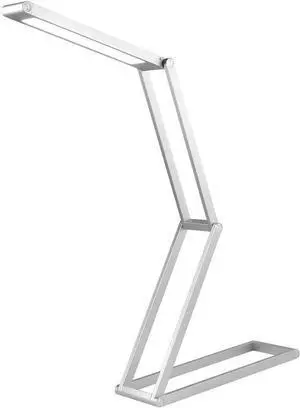 MORECOO Super Bright Portable LED Desk Lamp, Eye-Care Foldable Lamp for Bedtime Studying or Reading and Outdoor Camping, 2 Brightness Settings (Silver)