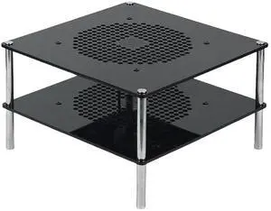 Mac mini Mount,Mini Cooling Fan Design,Super Strong Wind Modification Chassis,Equipped with Two 5.5 Inches Silent Fan Adjustable Speed for Heat Sink.USB Powered Supply(Double Layer)