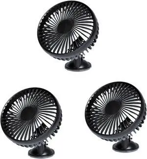 ARTIBETTER 3pcs Portable Mini Usb Car Fan Low Noise Rotating Cooling Fan for Vehicles Adjustable Air Circulation Lightweight Cooling Accessory Black