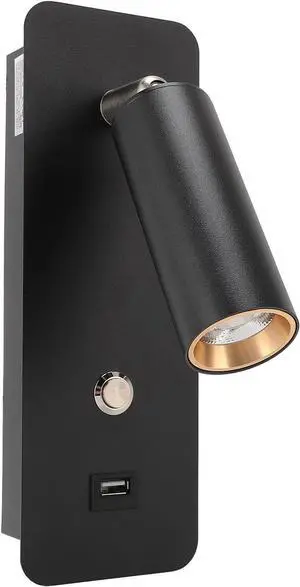 Wall Mounted Reading Light with USB Port, 4000K Rotatable Hardwired, Rotation Flexible Reading Light for Bedside, Reading, Bedroom, Living Room