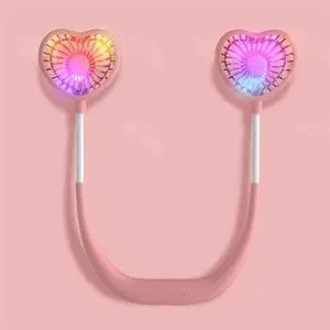 Hands-Free Fan, Portable Neckband Fan, Upgraded USB Rechargeable Mini Dual Neck Fan with LED Light, 3 Speeds Modes & 360 Rotating for Sports Traveling & Office Low Noise Design (Color : Green)