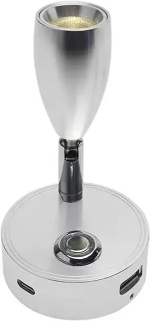 Silver,Dual USB Charging Ports 12V LED Reading Light RV Touch Dimmable Reading Lamp 3 Color USB C Charger 24 Volt Swivel Spotlight