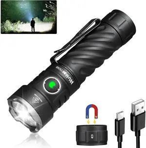 Wurkkos TS26S Rechargeable Flashlight,3100 High Lumens LED Flashlight 95CRI,Magnetic Tail Cap,191 Meters 5000K Boost Constant Current,IP68 Waterproof for Dog Walking,Camping,Emergency