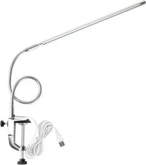 Clip Lights 8W LED Clamp,Aluminum Clip on Light,USB,Work Lights,with Switch and 1.5m Cable,6000K White Light,Flexible Gooseneck Light for Reading Study,Drawing,Office