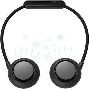 Portable Neck Fan, Personal Neck Fan, 3 Speeds Adjustable Neck Fan, USB Rechargeable, for Office Camping Sports Travel (Color : Black)