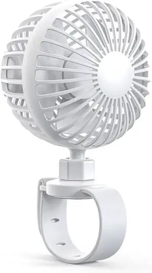 Portable Portable Clip on Fan,Mini Fan,3 Speeds,360°Adjustable USB Fan for Stroller Office Home,Rechargeable Battery Fan High Wind (Color : White, Size : 2000mAh)