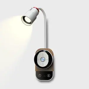 Modern White LED Gooseneck Reading Wall Lamp - Touch Switch, USB Rechargeable, Dimmable, Remote Control - Perfect for Bedroom & Study
