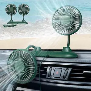 Fans For Backseat Kids, Dual Head Car Fans That Blow Cold Air, Cooling USB Back Seat 3 Speed 360 Degree Rotatable Headrest Fan, Adjustable Clip Vehicles Rear Seat Air Fan For Sedan SUV RV(A)