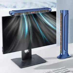 Monitor Clip On Fan, Bladeless Computer Cooling Fan for Office, Ultra Quiet USB Desk Fan Small Tower Fan for Desk, Suitable for Flat and Curved Monitor, Laptop