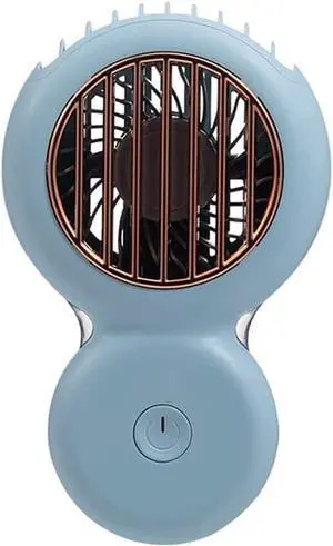 Handheld Mini Fan, Portable USB Rechargeable Small Fan, with LED Light, for Women,Travel,Outdoor (Color : Blue)