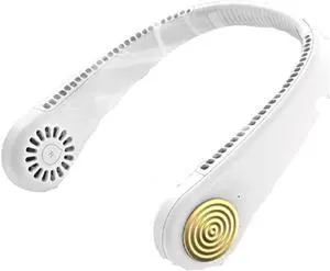 Small Neck Fan,USB Hands Free Portable Mini Fans,3 Speeds,Free Adjustment Cooling Fan,Neck Fan Compatible with Traveling,Sports, Office Strong Airflow (Color : Gold)