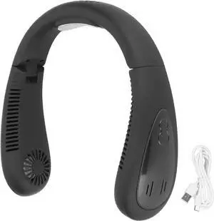 Restokki Black Neck Fan with 3 Speed Modes, USB Rechargeable Hands-Free Neck Fan with LED Display 5000mAh Low Noise Safe Perfect for Home Office and Travel