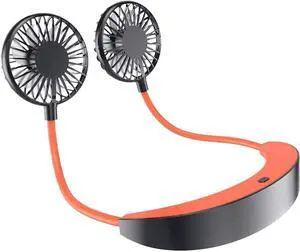 Neck Fan, Portable Neck Fans with 3 Speeds, 360 Degree Rotatable USB Fan, Rechargeable Personal Fan for Office Room Outdoor (Color : Orange)