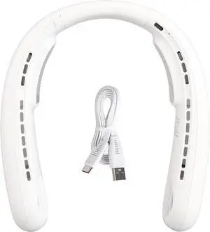 Neck Fan, Hand F ree Personal Hanging Neck Sports Fan,Portable Semiconductor Dual Cooling 3 Wind Speed Adjustable Neck Cooling Fan for Traveling, Sports, (White)