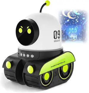 Kids Cartoon Projector Lamp, Kids Cartoon Projector Night Light, Rechargeable Cartoon Projectors Light, Cartoon Robot Car Projection Lamp with 360° Rotation Silent+21 Slides for Gifts (1)