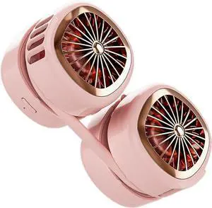 Neck Fan Personal Fan, Portable Bladeless Fan Cooling Fan, Low Noise USB Hands Free Wearable Rechargeable Fan, 3 Speed 360°Free Rotation Hanging Fan for Office Outdoor Trave,Blue (Pink)