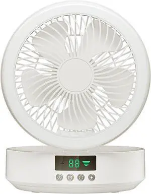 Smart voice, desktop folding, fan, rechargeable, portable, oscillating USB small fan, 9.4inx7.08in, White, 56453