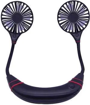 Neck Portable Fan, Hand Free Personal Mini Fans USB Rechargeable for Traveling, Sports, Office, Reading, 3 Speed Adjustable, Wearable Neckband Coole Low Noise Design (Color : Black)