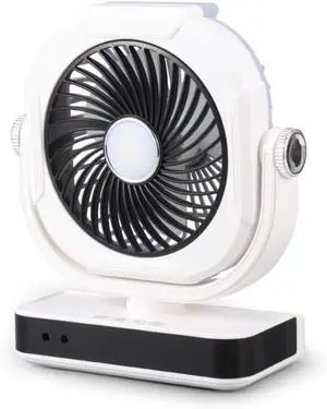 Portable Car Fan with Wireless Battery Supply, Solar and USB Charging, Five Wind Speeds Including Sleep and Cool Breeze Modes, Whisper Quiet, Suitable for Camping and