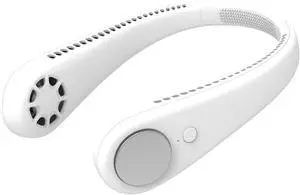 Portable Neck Fan, Hand Free Personal Fan, USB Rechargeable Neckband Mini Fan, Bladeless Fans Cooling Wearable Necklance Fan with 3 Speed Adjustable for Home, Office and Outdoor,Green (White)