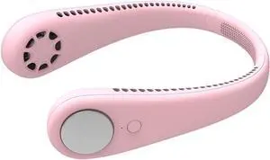 Portable Neck Fan, Hand Free Personal Fan, USB Rechargeable Neckband Mini Fan, Bladeless Fans Cooling Wearable Necklance Fan with 3 Speed Adjustable for Home, Office and Outdoor,Green (Pink)