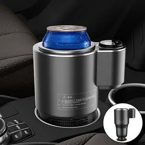 Car Cooling and Warming Cup with Digital Touch Control for Beverages, 12V Portable Cooler and Warmer for Cola, Beer, Milk, Tea, Coffee