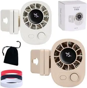 Chubbybreeze Car Clip On Fan with LED Display, 360° Rotation, 100 Speed Adjustable, Mini Ultra Quiet Fans, Portable Rechargeable Personal Fans for Travel, Work, Outdoor (2pcs)