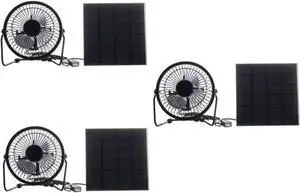 balacoo 3sets Solar Panel Cooling Fan Kit for Pets Lightweight Solar Powered Fan Base for Outdoor Use Ventilation for Animal