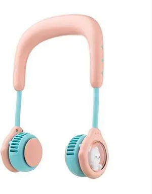 Portable Hanging Neck Fan for Kids Children, Mini USB Rechargeable Neckband Cooling Fan Hands Free, Cute Lightweght Lazy Fan Silent Personal Air Cooler for Girls Boys Students Outdoor Sports Pink