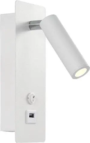 Victorian Table Lamp, LED Wall Lamp with USB Charging Port Rotatable Switch Acrylic Modern Design White Black 7.5x19cm