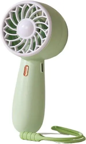 Handheld Small Face Fan with Natural Wind, Silicone Lanyard, Portable Three-Speed Wind Fan Summer Travel(Green)