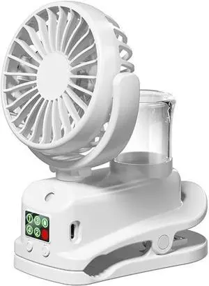 Electric Clip Fan With Spray Rechargeable Quiet Desk Fan Outdoor Portable Fit For Fan Small Cooling Ventilador Air Cooler(WHITE)