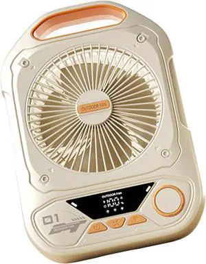 Fans, Low Noise Rechargeable Fan Battery Operated Fan with Integrated LED Light for Outdoor Camping and Indoor Desk Use