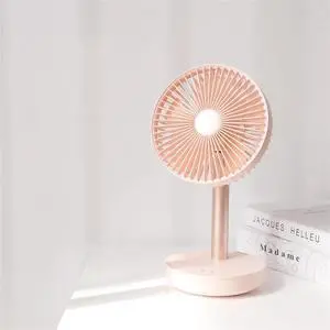 Portable Desktop Fan, Outdoor Camping Silent Two-Way Charging 4000mAh Office Dormitory Home Enhanced 5 Fan Blade Mobile Fan (Color : Pink)