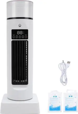 Desktop Tower Fan, USB Table Bladeless Tower Cooling Misting Fan, 6 Speeds, 6H Timing, 7 Color Night Light, 2 Ice Pack, Humidifier for Bedroom Dormitory