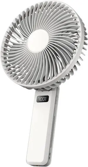 Hand-held Big Head Fan Household Outdoor Desktop Small Fan Portable Folding 4000ma Long Endurance 4 Speed Small Fan(White)
