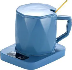 Mug Warmer with 55°C Ceramic Heat Control, Heating Pad, Blue, Key Button, Gift Box, Us Plug Included