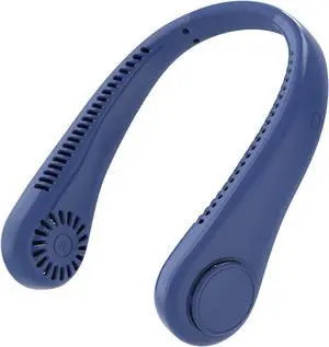 DreamsCT Portable Neck fan, Hands Free USB Rechargeable, Leafless Mini Fan, 3 Speeds, 360° Surrounding Airflow, Dark Blue