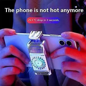 Mobile Phone Cooler, 3 Seconds Cooling Semiconductor Heatsink Phone Radiator with Fan for Play Games Lives Watch Videos (Color : Black)